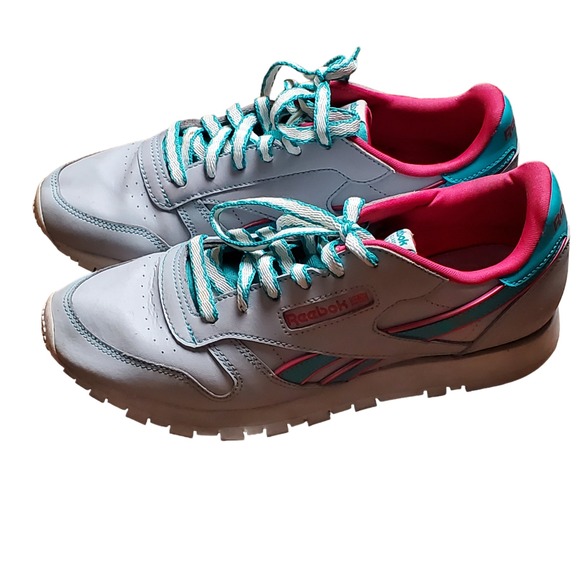 Reebok 519 Classic Girls Gray Teal Athletic Running Shoes Size 6.5 FU7973 - Picture 3 of 8
